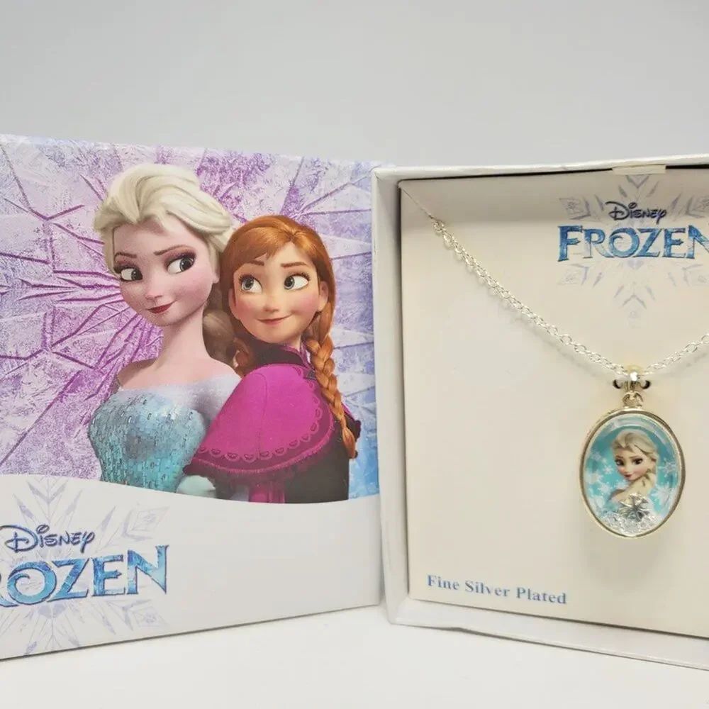 Disney Frozen Elsa Shaker Necklace Silver Blue Snowflake